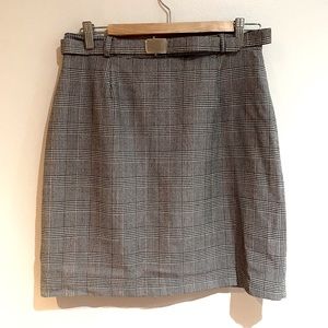 90s Vintage Belted Plaid Mini Skirt